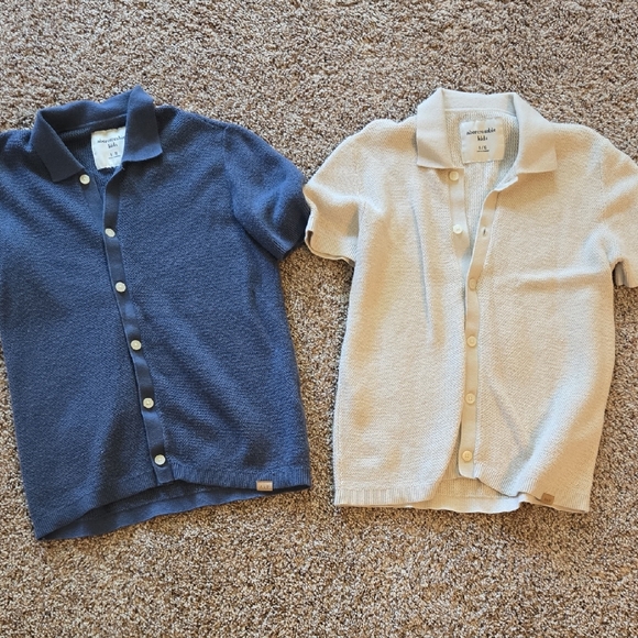 Abercrombie Kids Navy and Cream Button-Down Shirts - Picture 1 of 5
